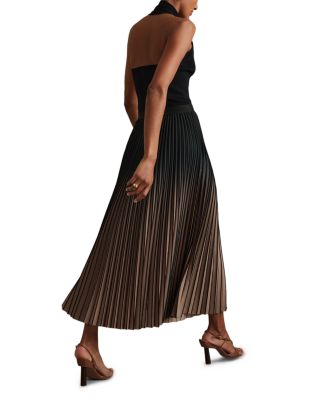 【海外限定】REISSドレス☆Milana Pleated Skirt Ribbed Midi Dr Reiss Milana - Yellow Pleated Skirt Ribbed Midi Dress, Us 14