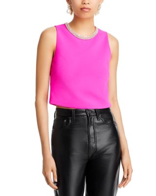 Generation Love - Nia Rhinestone Collar Crepe Cropped Top