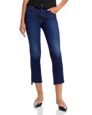 MOTHER The Insider High Rise Crop Step Fray Bootcut Jeans | Bloomingdale's