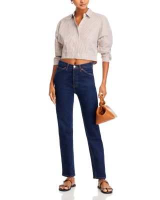 Painter High Rise Stove Pipe Straight Jeans in Deadstock Like 