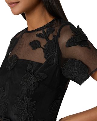 milly 3d floral lace dress Romee Ruffle Satin Off Shoulder Dress: Pink
