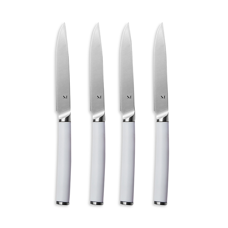 Material Matte Stainless Steel Set Of 4 Table Knives And Holder In White