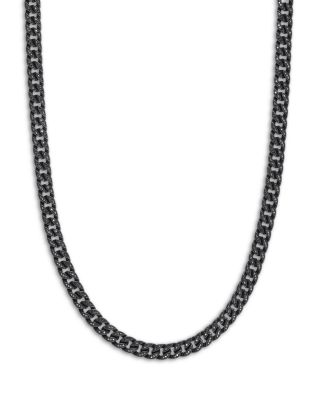 Men's Curb Chain Necklace in Black Titanium with Black Diamonds, 8mm