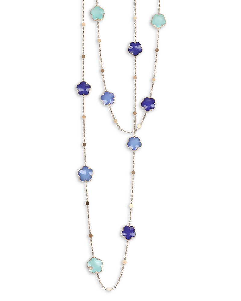 Pasquale Bruni 18k Rose Gold Petit Joli Multi Stone & Diamond Flower Sautoir Necklace, 40.35 In Blue/pink