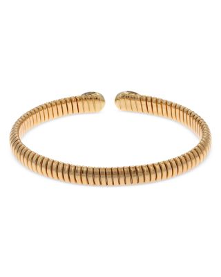 18K Yellow Gold Via Giardino Tubogas Domed Sapphire Cabochon & Diamond Bracelet