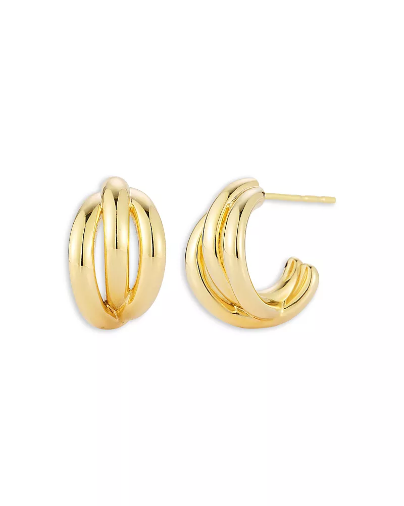 Ef Collection 14K Yellow Gold Knot Huggie Earrings