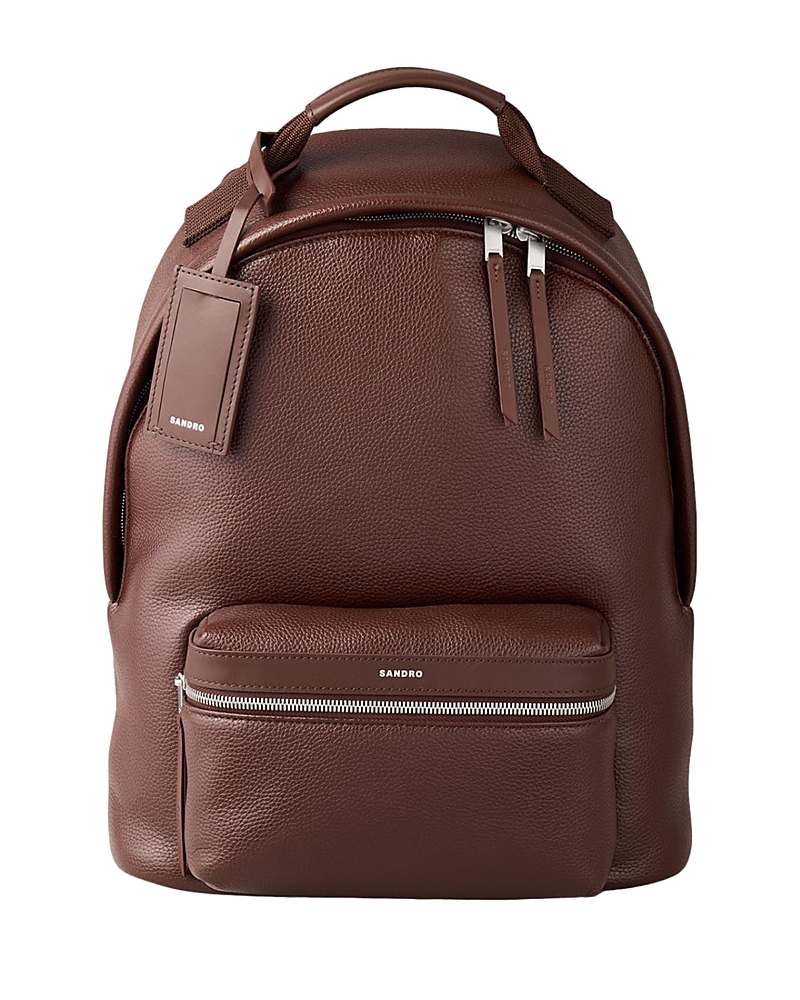 Sandro Coated-finish Zipped Backpack In Black Brown