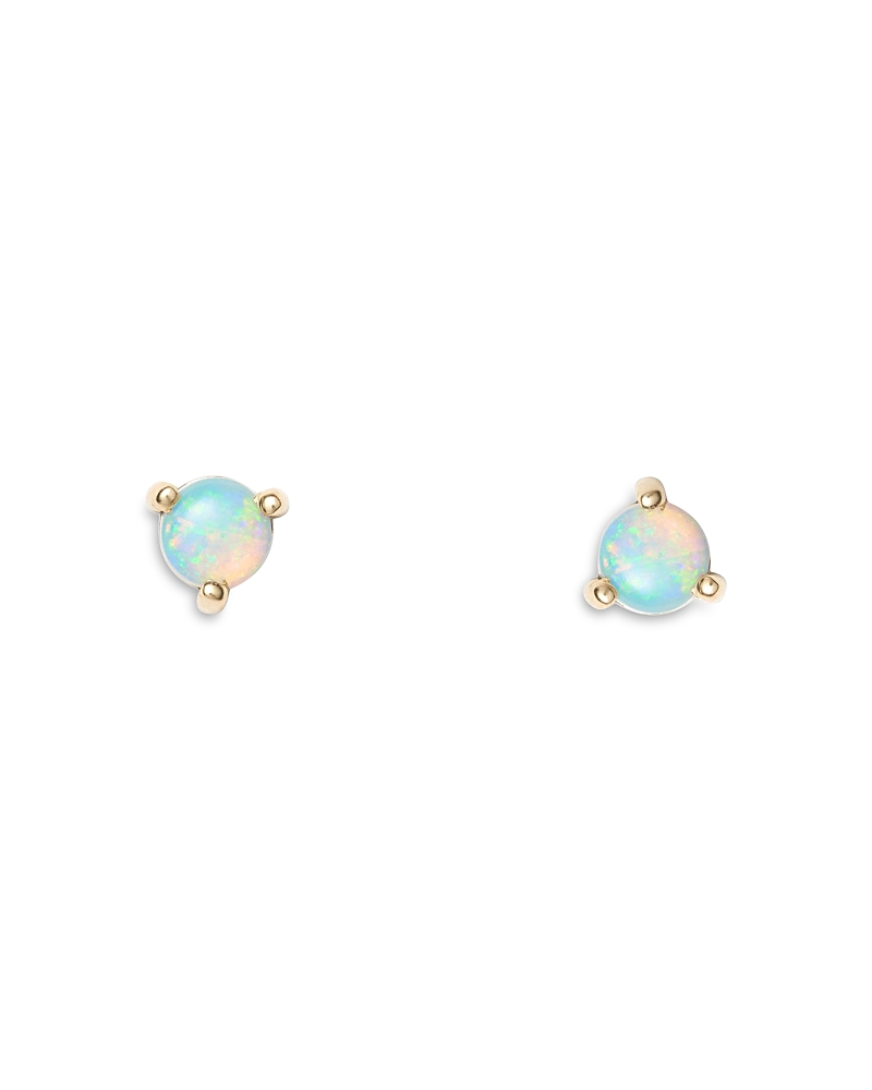 Wwake 14k Yellow Gold Large Opal Stud Earrings In Blue/gold