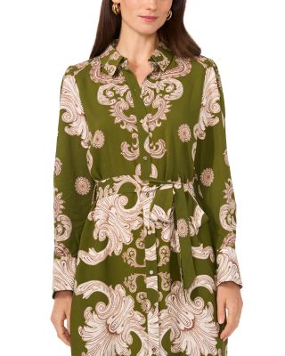 Printed Border Shirt Dress