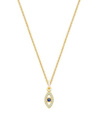 Tiny Blessings Children's 14K Evil Eye with Genuine Diamond and Blue Sapphire 12-14 Necklace