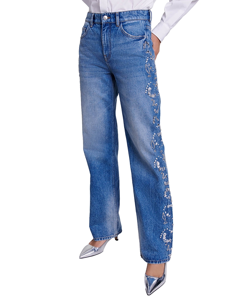 Maje Promessa Mid Rise Jeans in Blue