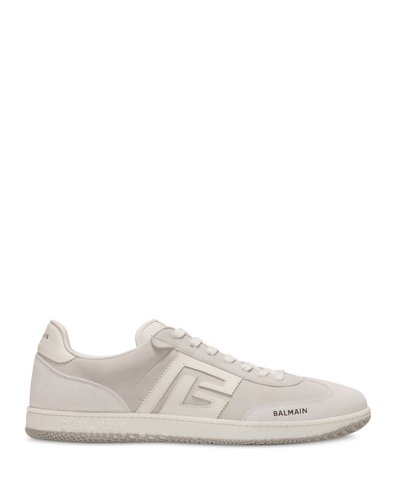Balmain Swan Suede And Smooth Leather Trainers In White