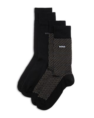 Boss Men's Mini Pattern and Solid Stretch Socks, Pack of 2