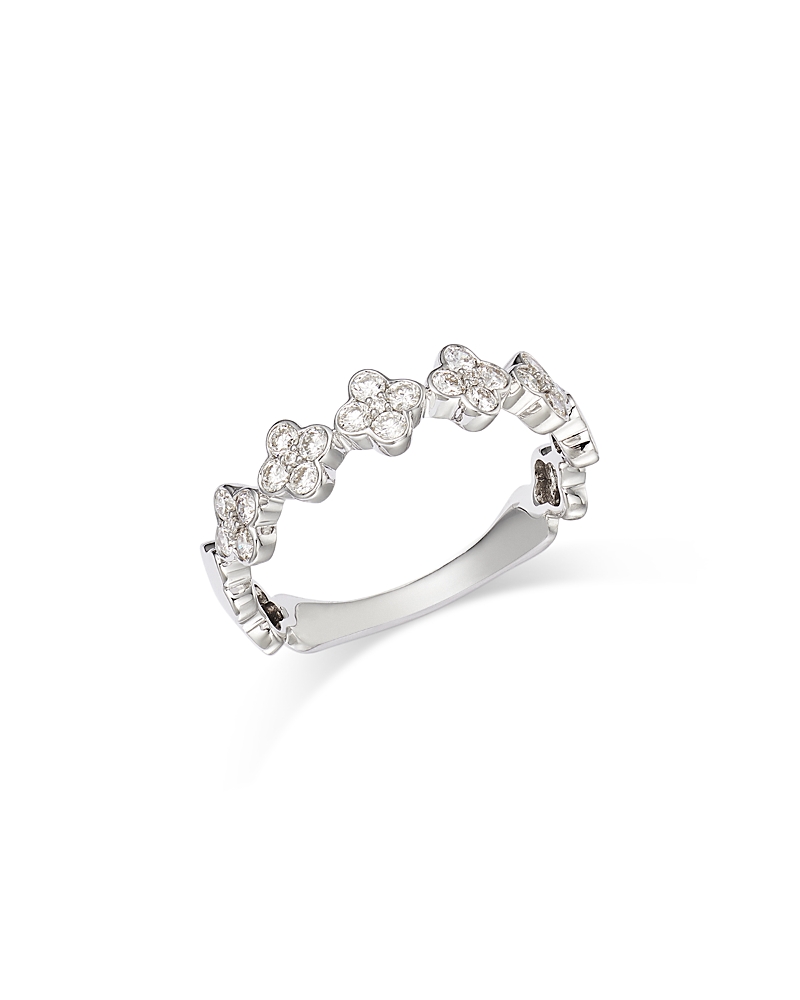 Bloomingdale's Diamond Clover Cluster Band In 14k White Gold, 0.44 Ct. T. W. In White