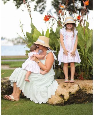 Girls' Straw Harbor Hat with Scalloped Ribbon - Little Kid, Big Kid
