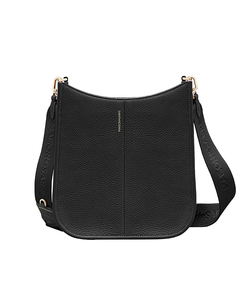 Maison De Sabre Leather Saddle Bag In Black Caviar