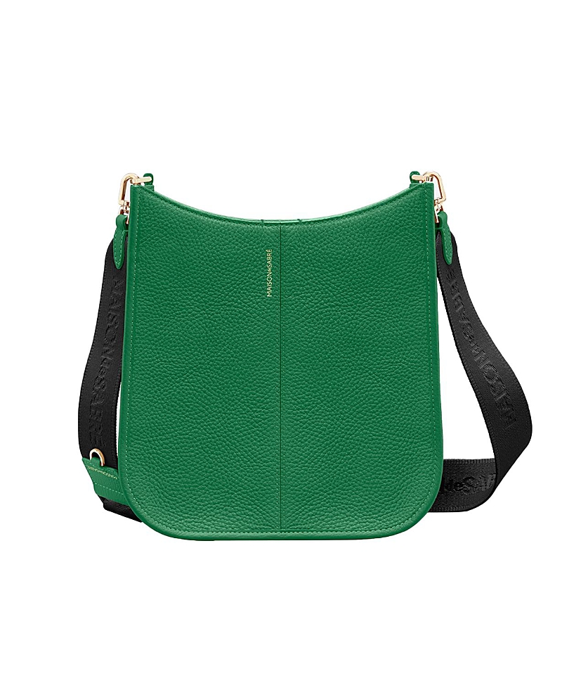 Maison De Sabre Leather Jacquard Strap Saddle Bag In Emerald Green