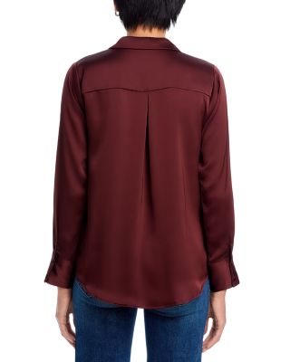 Satin Button Front Blouse - Exclusive