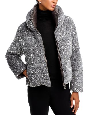 Herno - Quilted Velvet Paillettes Puffer Jacket