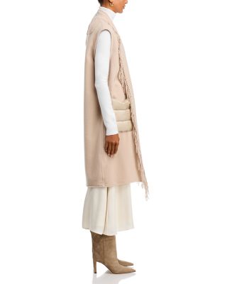 Sleeveless Mixed Media Wool Cashmere Coat
