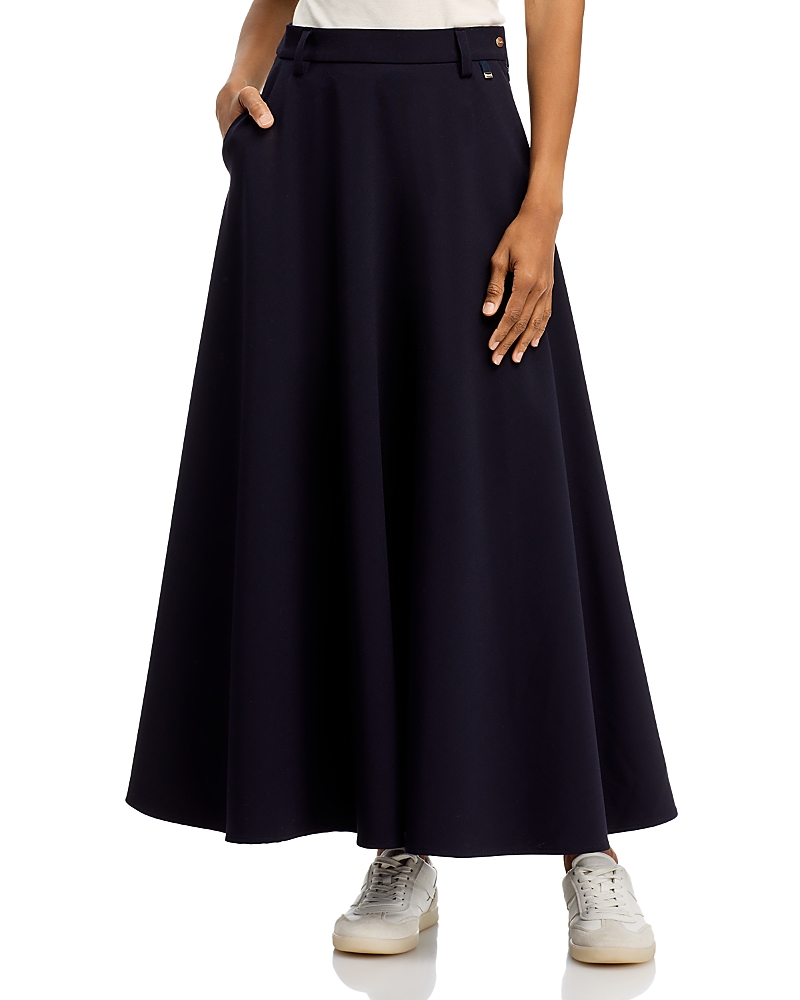Herno Soft Wool Maxi Skirt In Navy Blue