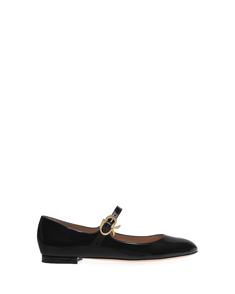 Gianvito Rossi Mary Ribbon 05 Patent Leather Ballet Flats In Black