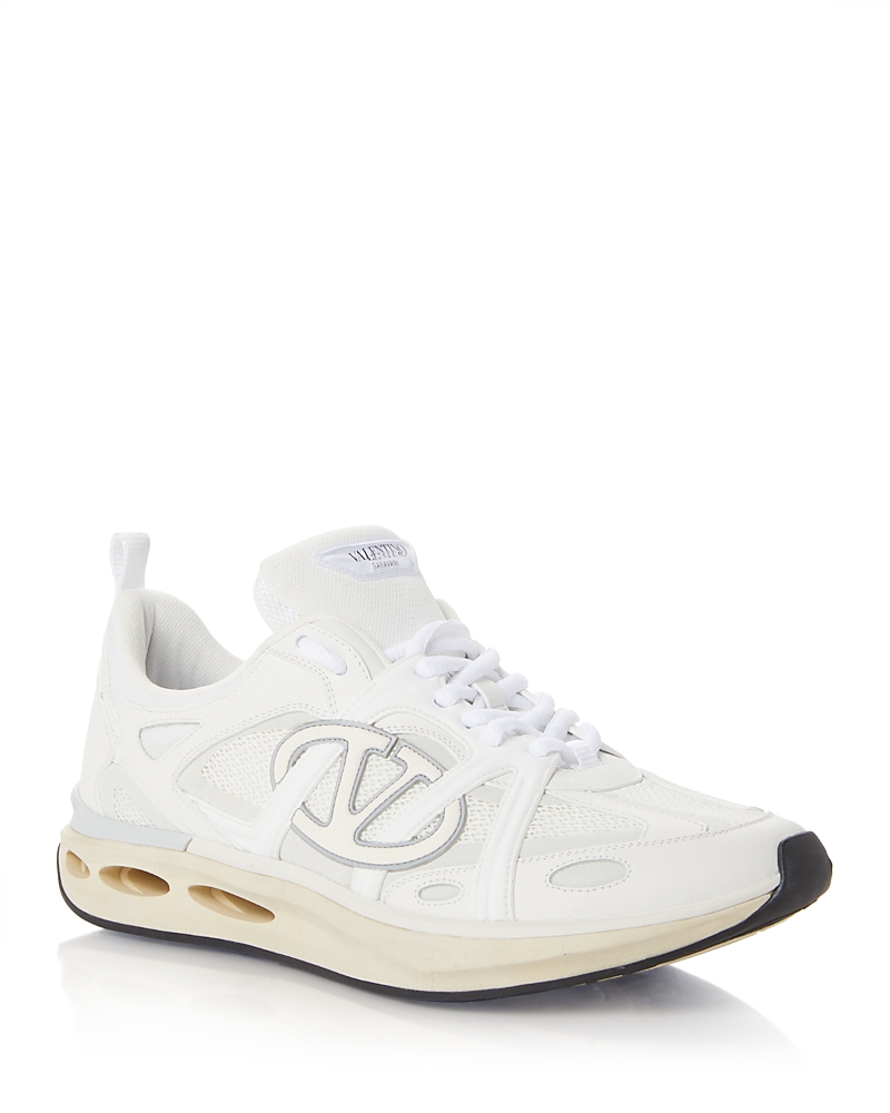 Valentino Garavani White Leather And Fabric Vlogo Easyjog Sneakers In White Multi