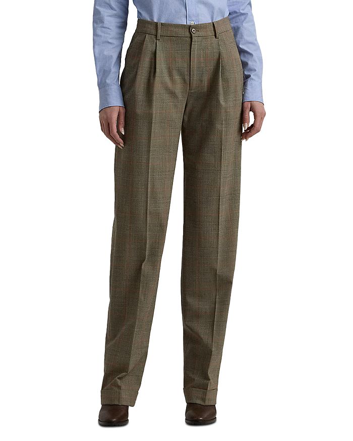Ralph Lauren Women's Pleated Crepe Ankle Pants Brown Size 12 main image 1