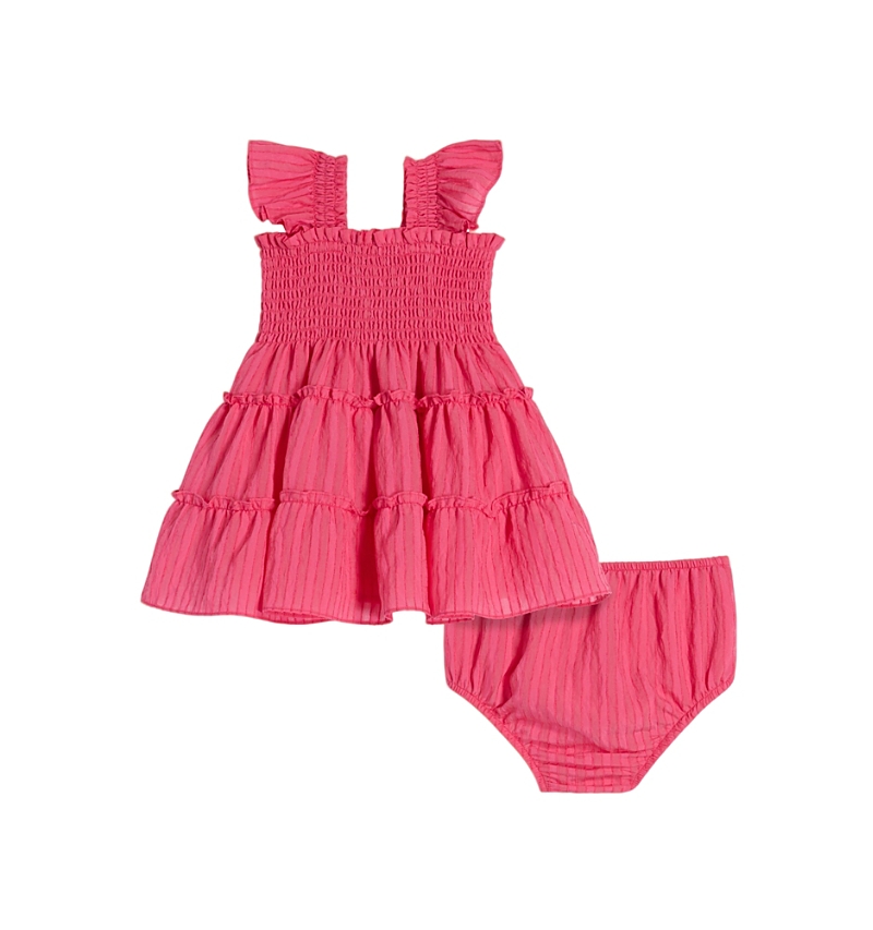 Hill House Home Girls' The Baby Ellie Nap Dress - Baby, Little Kid In Watermelon Tonal Seersucker