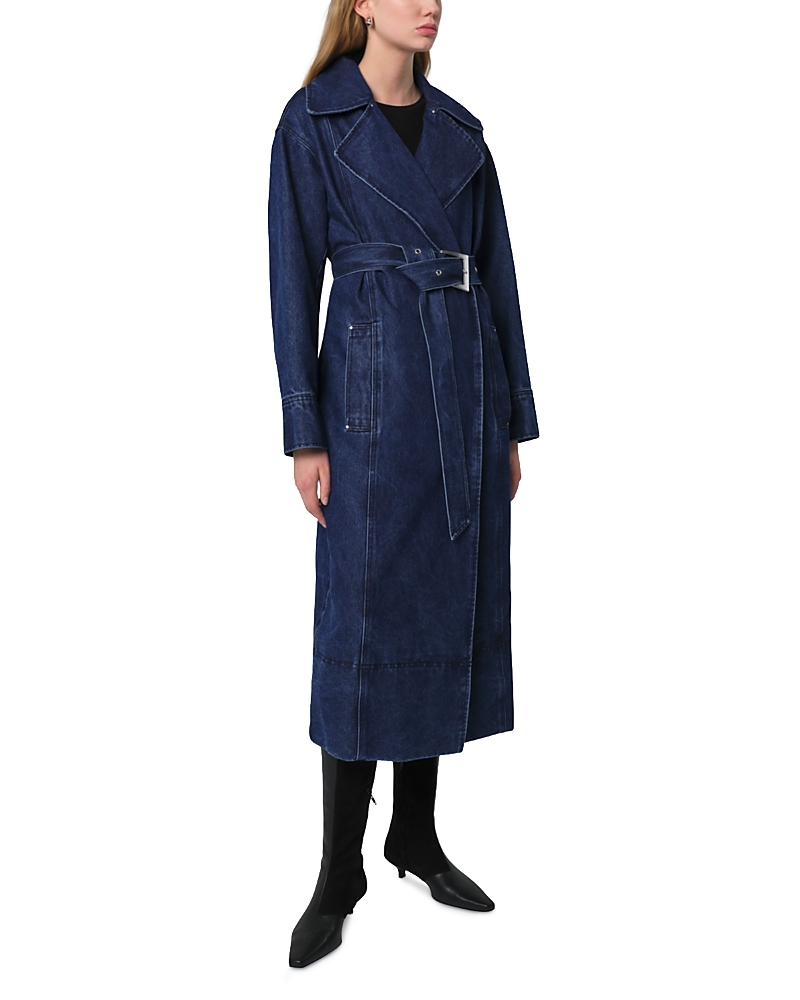Apparis Tate Belted Double-breasted Coat In Indigo
