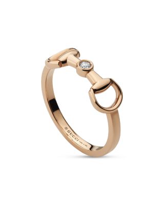 18K Rose Gold Horsebit Diamond Accent Ring