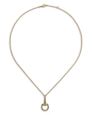 18K Yellow Gold Horsebit Pendant Necklace, 15-16"