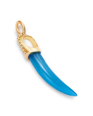 14K Yellow Gold Stone Horn Charm