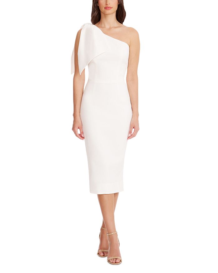 DRESS THE POPULATION DRESS THE POPULATION TIFFANY ONE SHOULDER MIDI DRESS 