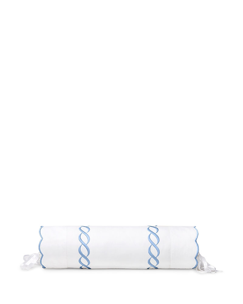 Pratesi Treccia Neckroll Sham In White/medium Blue