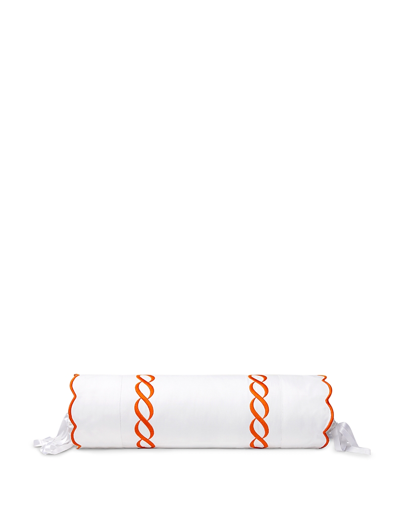 Pratesi Treccia Neckroll Sham In White/orange