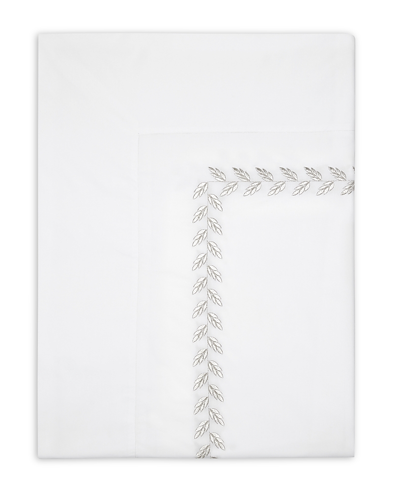 Pratesi Federico Flat Sheet, King In White/antique Silver