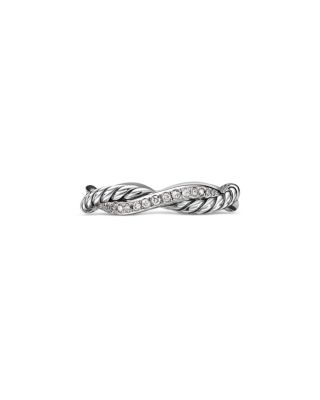 Sterling Silver Petite Infinity Twisted Ring with Diamonds