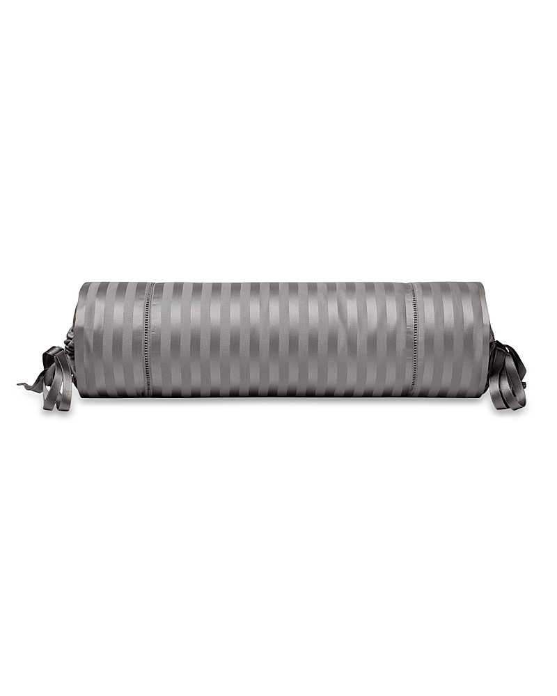 Pratesi Raso Rigato Neck Roll Sham In Charcoal