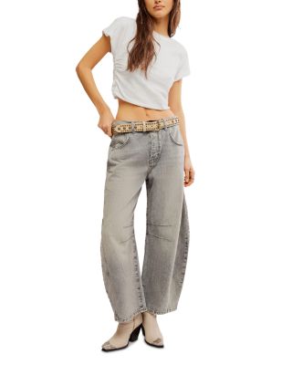 We The Free Good Luck Mid Rise Barrel Jeans in Falcon Grey