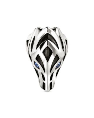 Men's Sterling Silver Naga Blue Sapphire Snake Ring