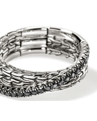 Sterling Silver JH Essentials Black Sapphire Pav&eacute; Crossover Statement Ring