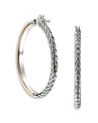 14K Yellow Gold & Sterling Silver JH Essentials Hoop Earrings