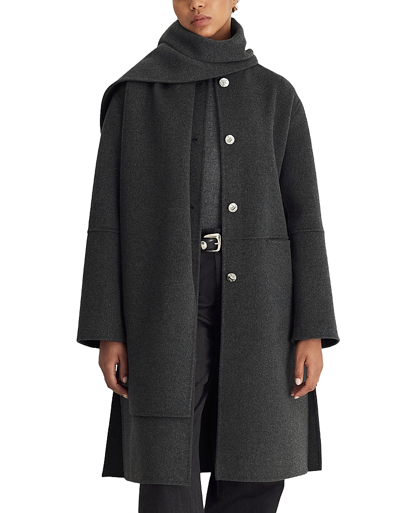 Dawn Levy Claude Double Face Scarf Coat In Gray