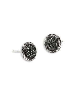 Sterling Silver JH Essentials Black Sapphire Pav&eacute; Framed Stud Earrings