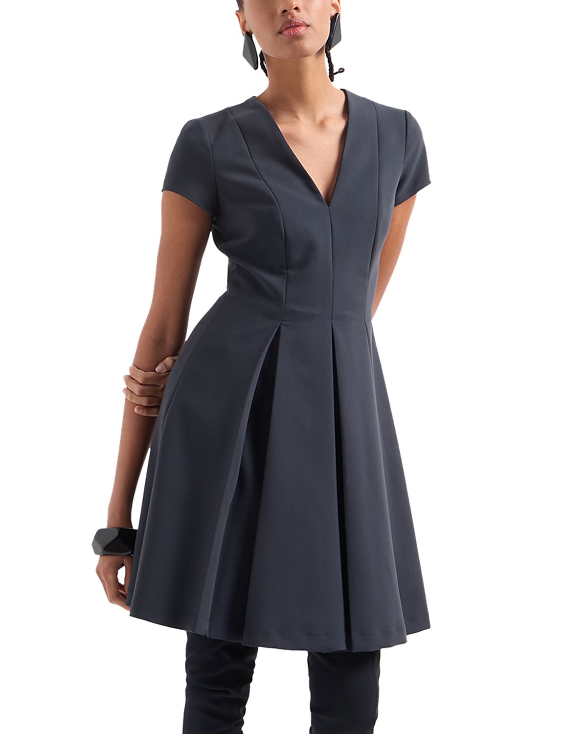 Emporio Armani Techno Cady Pleated Dress