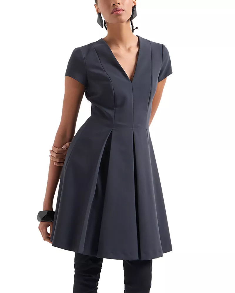 Emporio Armani Techno Cady Pleated Dress