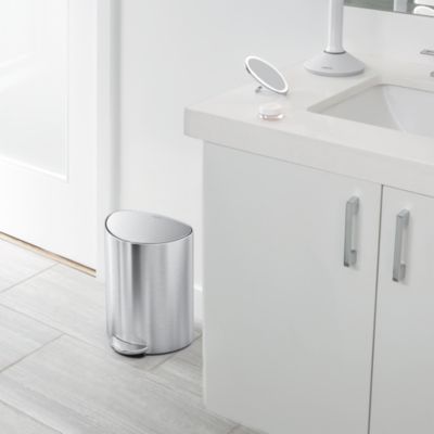 6 Liter Semi-Round Bathroom Trash Can with Liner Pocket