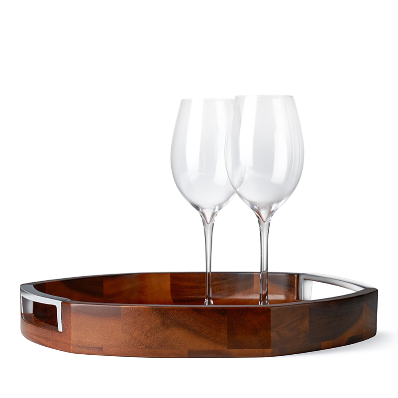 Nambe Rivet Handled Tray In Brown