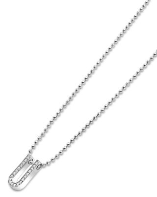 Sterling Silver Caviar Spark Diamond U Pendant Necklace, 16-18"